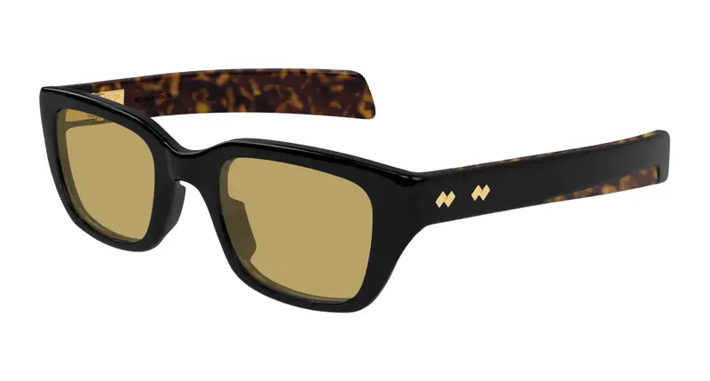 Bottega Veneta Unisex BV1393S 009 Occhiali da sole Acetato Nero Verde Squadrata