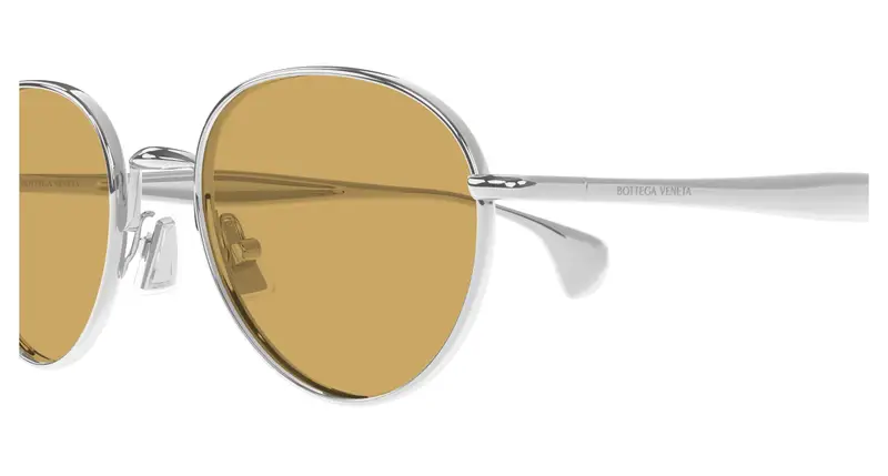 Bottega Veneta Unisex BV1396S 001 Occhiali da sole Metallo Argento Marrone Rotonda miniatura 2
