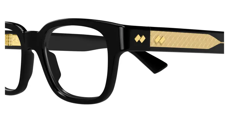 Unisex BV1403O 001 Montature da vista Acetato Nero Trasparente Squadrata miniatura 3