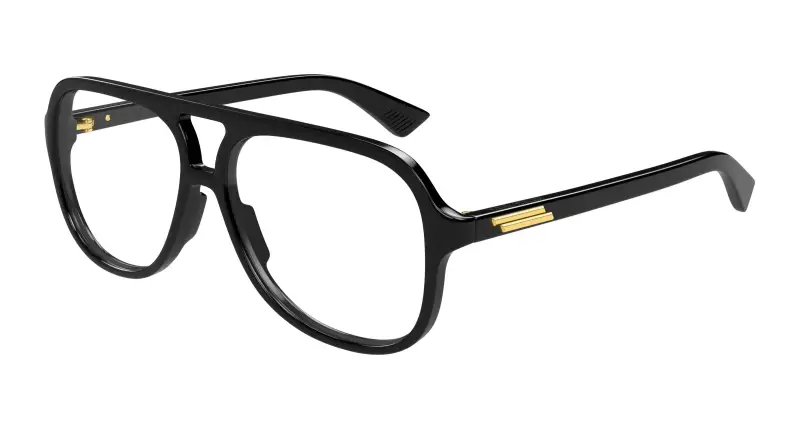 Unisex BV1417O 001 Montature da vista Acetato Nero Trasparente Pilot