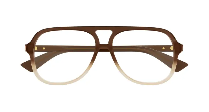 Unisex BV1417O 004 Montature da vista Acetato Marrone Trasparente Pilot miniatura 2