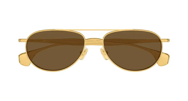 Unisex BV1419S 001 Occhiali da sole Metallo Oro Marrone Geometrica miniatura 2