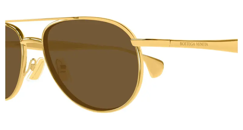 Unisex BV1419S 001 Occhiali da sole Metallo Oro Marrone Geometrica miniatura 3