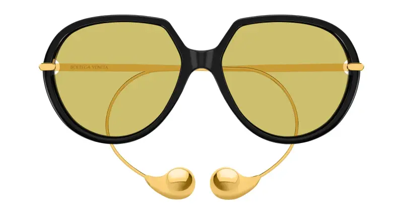 Unisex BV1436S 001 Occhiali da sole Acetato Nero Giallo Geometrica miniatura 2