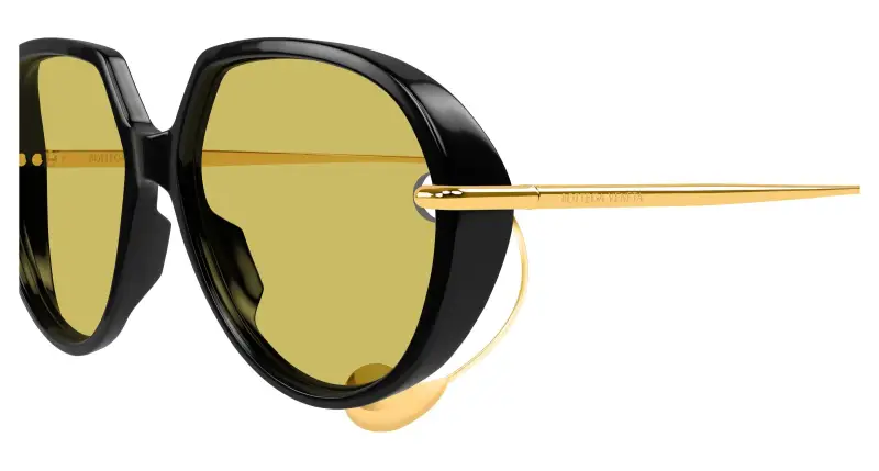 Unisex BV1436S 001 Occhiali da sole Acetato Nero Giallo Geometrica miniatura 3