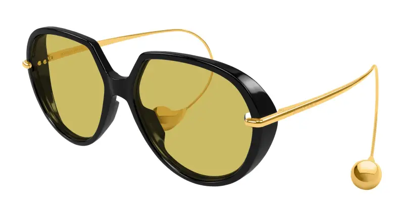 Unisex BV1436S 001 Occhiali da sole Acetato Nero Giallo Geometrica
