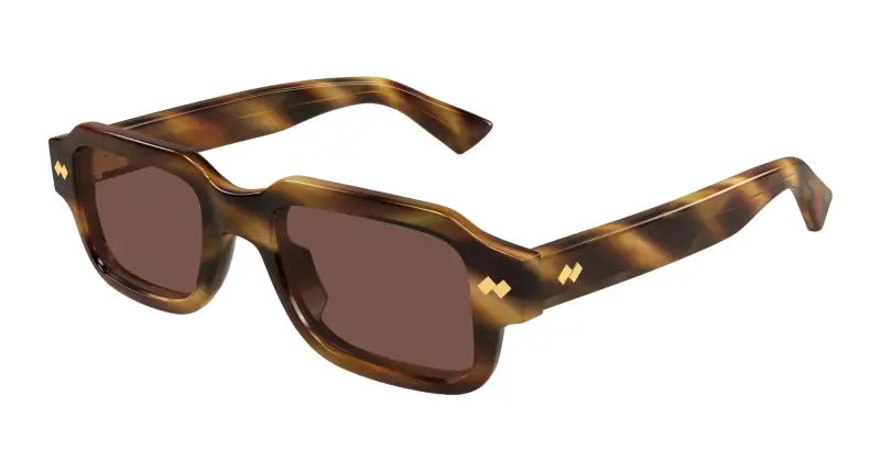 Uomo Bottega Veneta BV1442S 002 Occhiali da sole Acetato Havana Marrone Squadrata