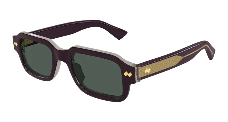 Uomo Bottega Veneta BV1442S 004 Occhiali da sole Acetato Viola Verde Squadrata