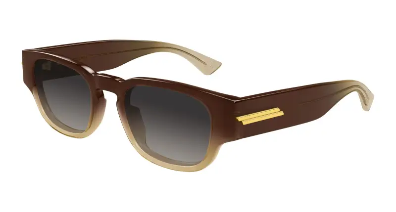 Uomo Bottega Veneta BV1460S 003 Occhiali da sole Acetato Marrone Grigio Rotonda