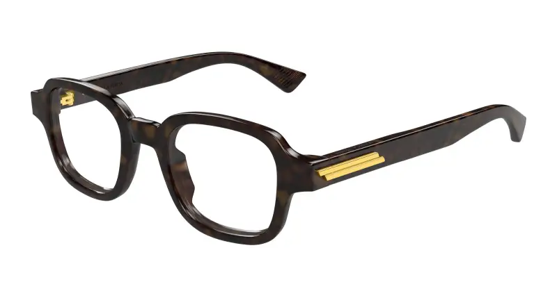 Uomo Bottega Veneta BV1462O 007 Montature da vista Acetato Havana Trasparente Squadrata