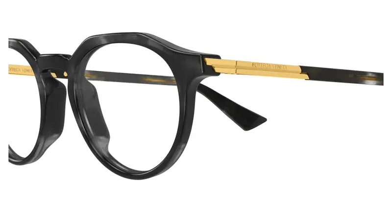 Bottega Veneta Uomo BV1263O 005 Montature da vista Acetato Nero Trasparente Rotonda miniatura 2