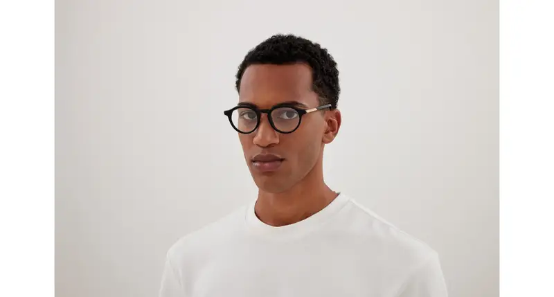 Bottega Veneta Uomo BV1263O 005 Montature da vista Acetato Nero Trasparente Rotonda miniatura 3