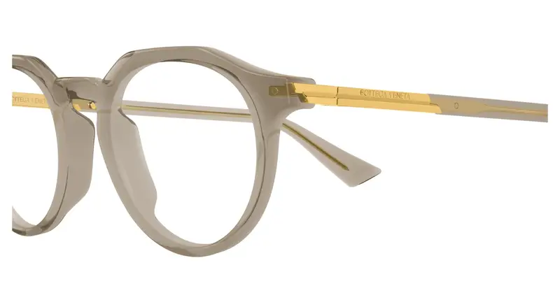 Bottega Veneta Uomo BV1263O 006 Montature da vista Acetato Marrone Trasparente Rotonda miniatura 2