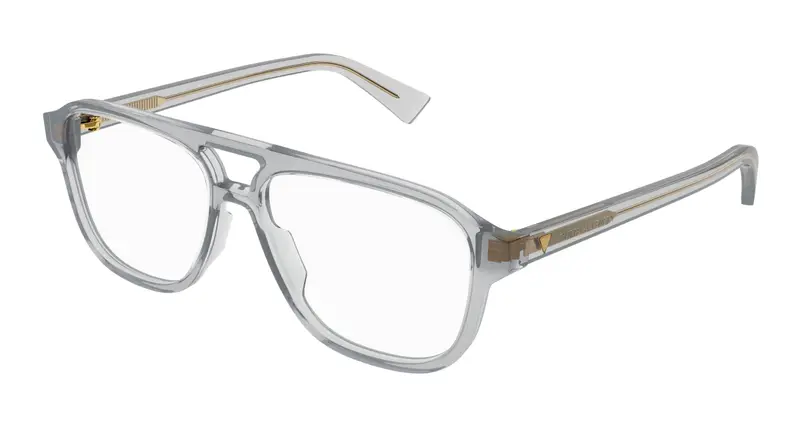 Bottega Veneta Uomo BV1294O 004 Montature da vista Acetato Grigio Trasparente Pilot