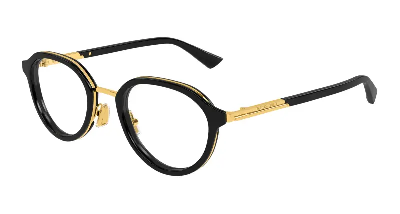 Uomo BV1375O 001 Montature da vista Acetato Nero Trasparente Rotonda