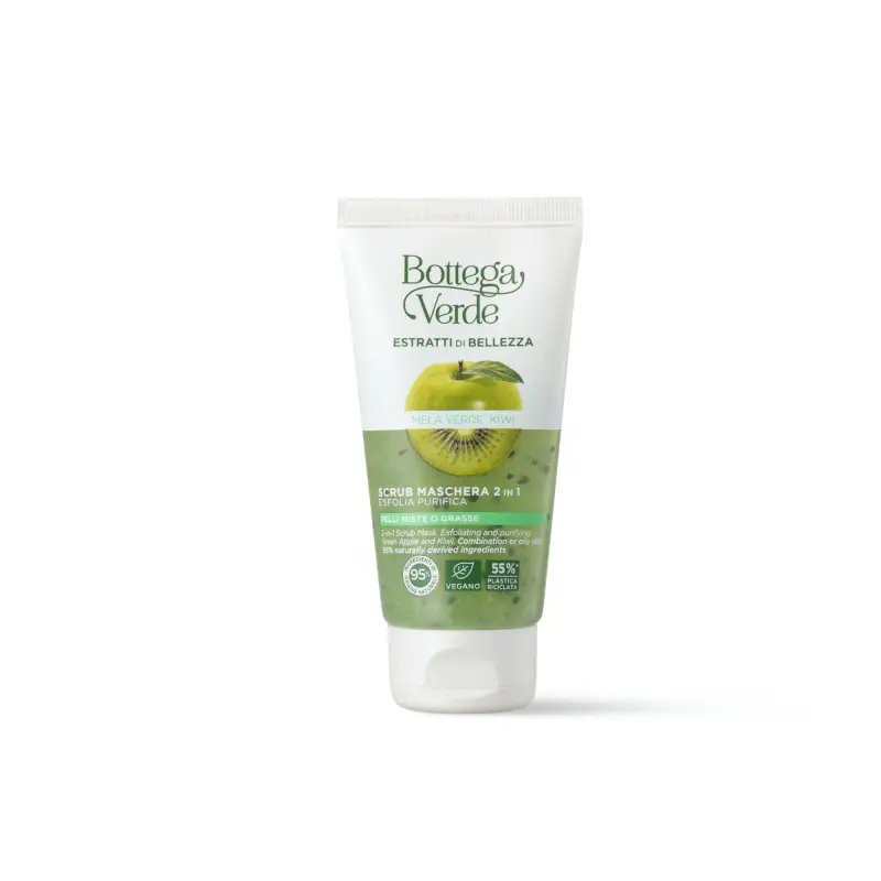 Estratti di bellezza Scrub - Maschera 2 In 1 - Mela Verde E Kiwi - Maschera illuminante viso,Peeling e gommage viso