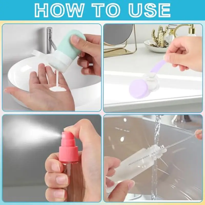 Bottiglie da Viaggio in Silicone Set - 18 Pezzi Contenitori da Viaggio - Kit da Viaggio per Aereo - Accessori per Flaconi da Viaggio - Per Shampoo/Liquidi/Lozione miniatura 3