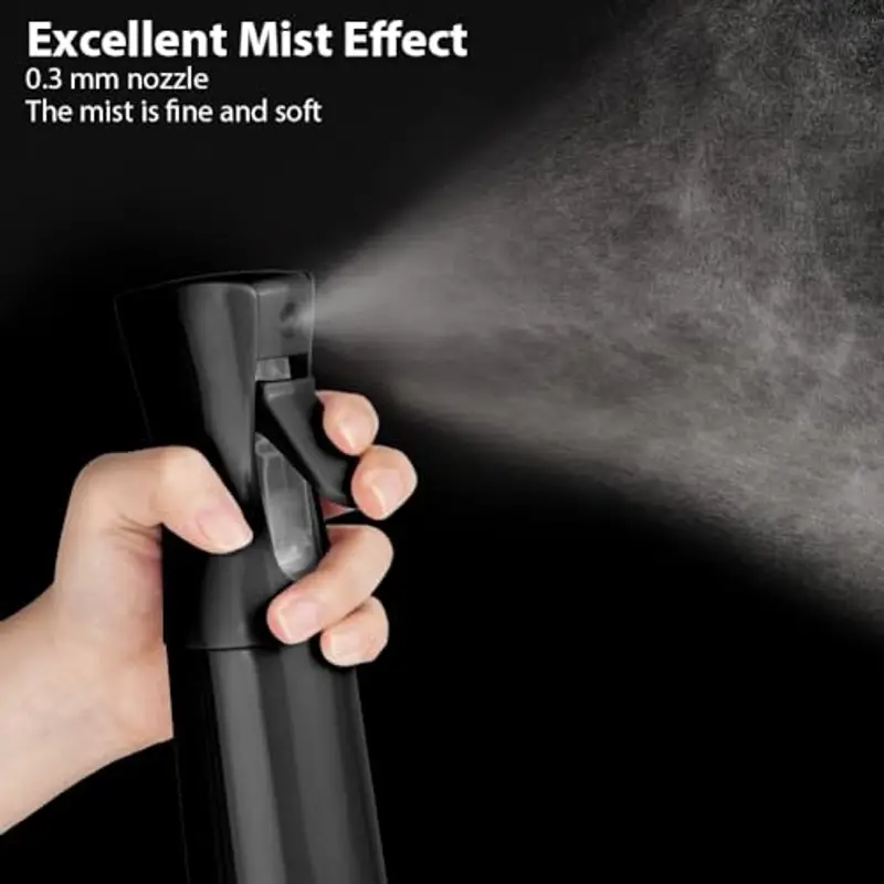 Bottigliette Spray, 200ML Spruzzino Nebulizzatore, Ricaricabile, per Capelli per Acconciature, Piante, Animali Domestici, Pulizia (Nero) miniatura 2