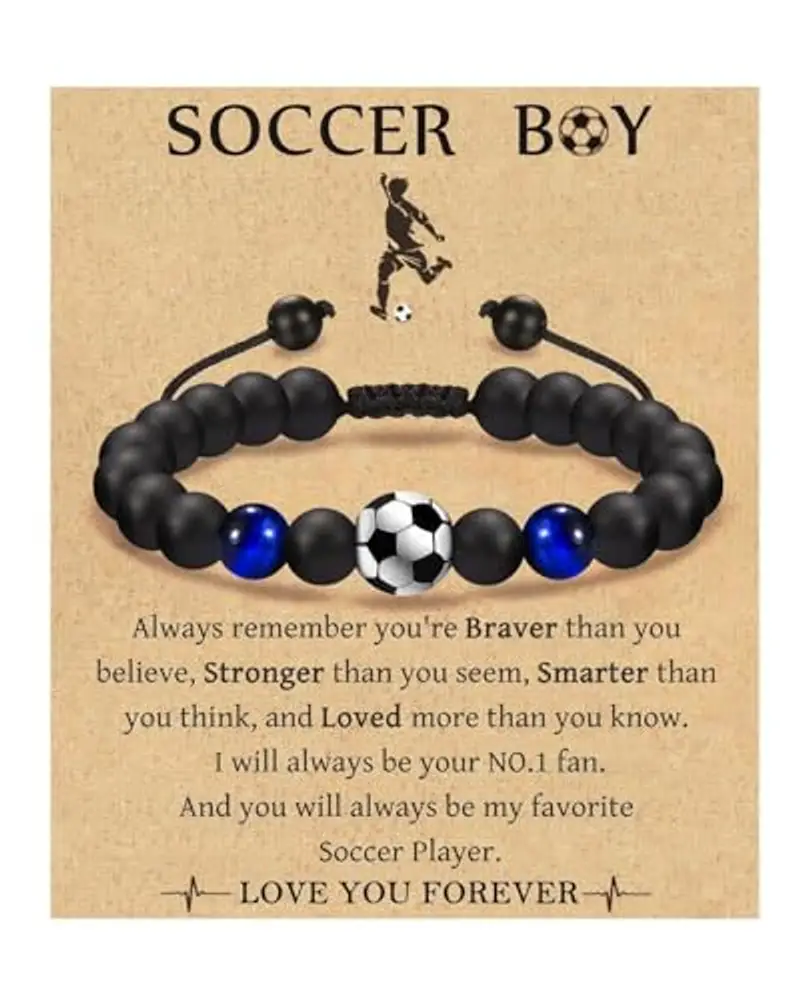 BPTRKOM 1 pezzo Braccialetto da calcio per bambini- Braccialetto di Calcio Basketball per Ragazzi,Nipoti Fratelli, Regalo Ragazzo 8 9 10 11 12 13 14 15 Anni Maschio Bracciale Bambino