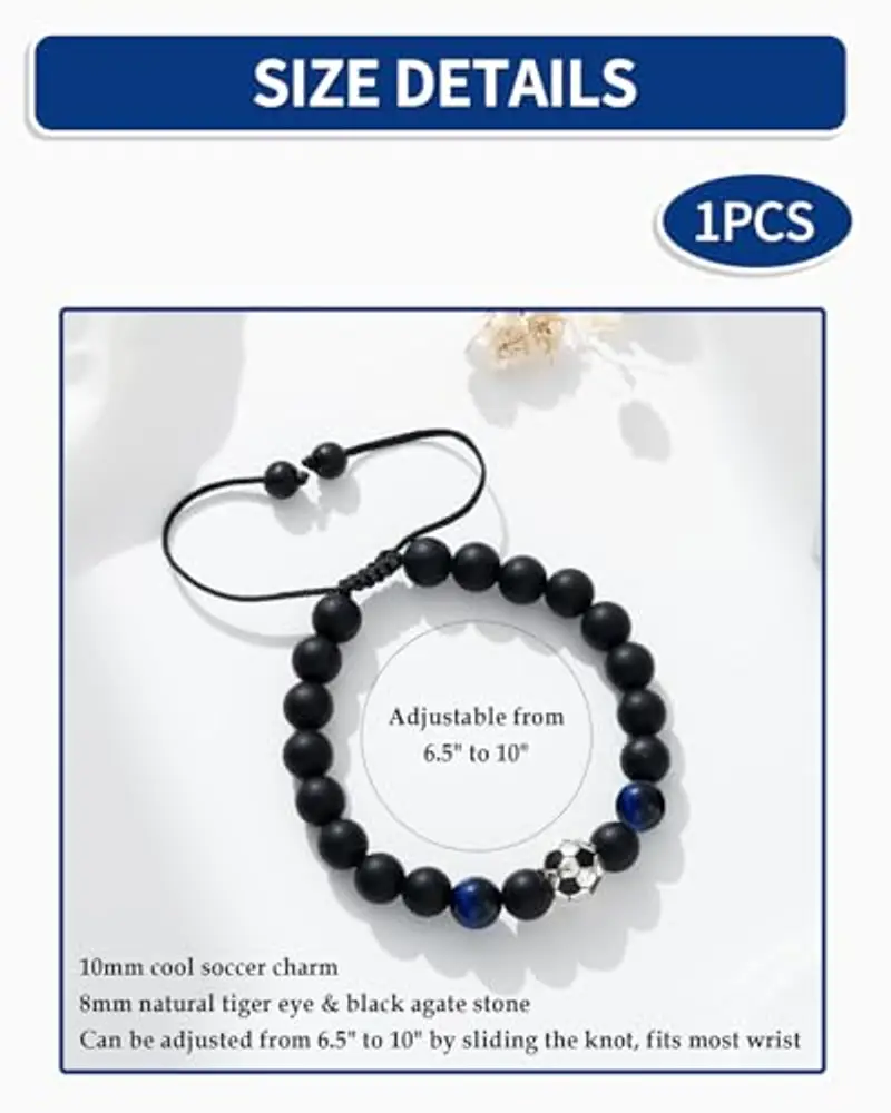 BPTRKOM 1 pezzo Braccialetto da calcio per bambini- Braccialetto di Calcio Basketball per Ragazzi, Nipoti Fratelli, Regalo Ragazzo 8 9 10 11 12 13 14 15 Anni Maschio Bracciale Bambino miniatura 2