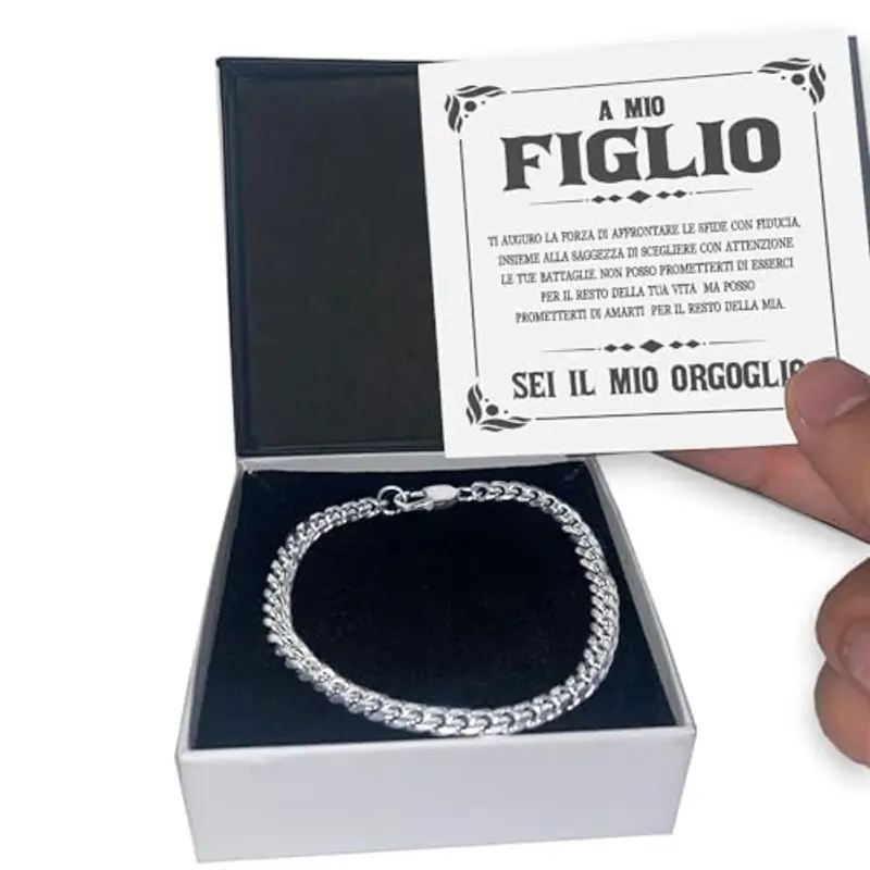 Bracciale Cubano Uomo in Acciao Inox Lucidato A mio Figlio Idea regalo compleanno - Idee Regali per lui per Natale miniatura 2