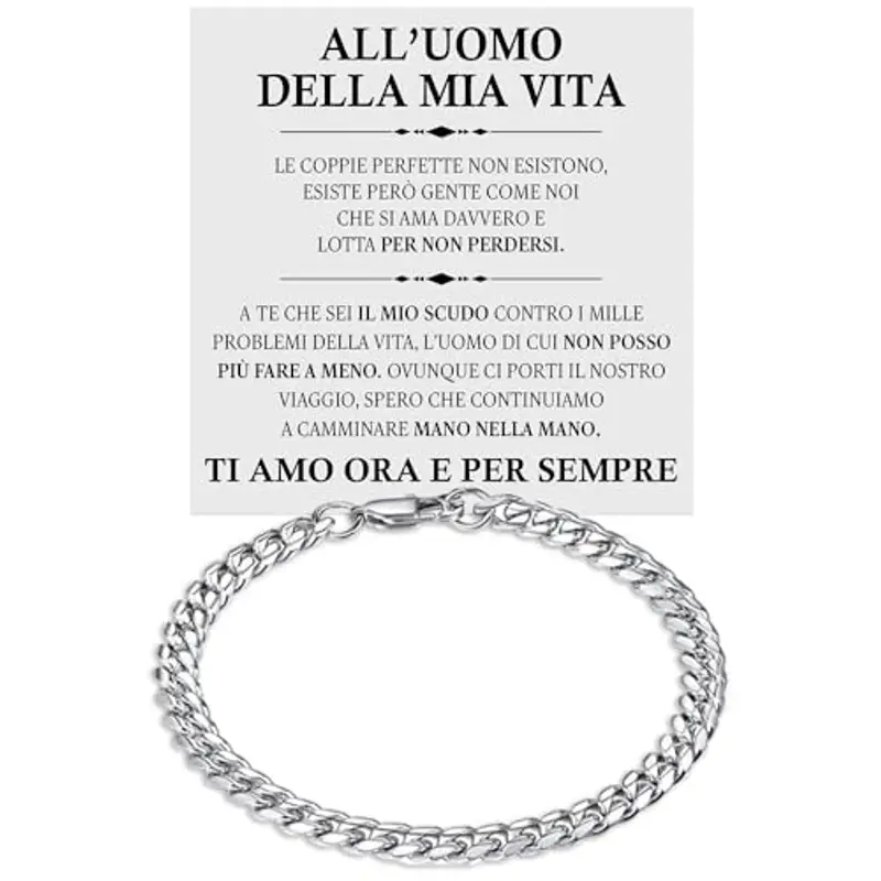 Bracciale Cubano Uomo in Acciao Inox Lucidato Marito Fidanzato Ragazzo sei speciale Ti amo tanto - Idee Regali per lui