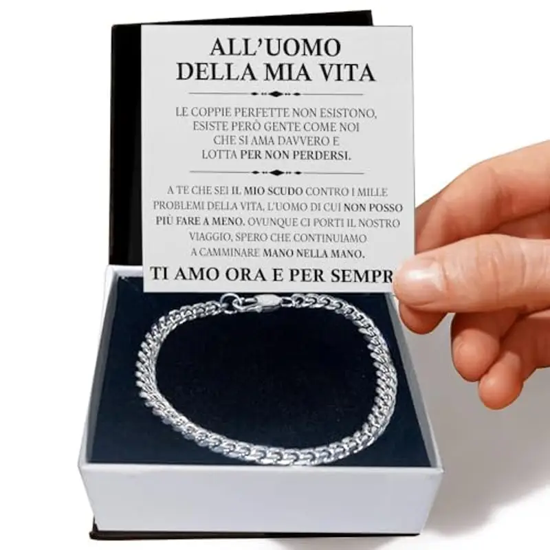 Bracciale Cubano Uomo in Acciao Inox Lucidato Marito Fidanzato Ragazzo sei speciale Ti amo tanto - Idee Regali per lui miniatura 2