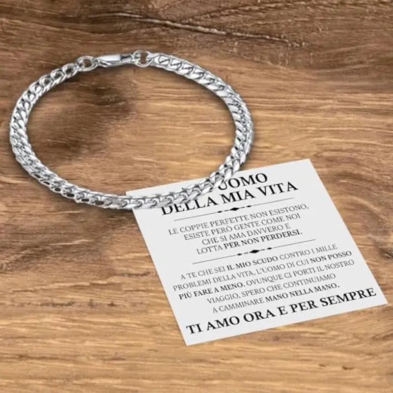 Bracciale Cubano Uomo in Acciao Inox Lucidato Marito Fidanzato Ragazzo sei speciale Ti amo tanto - Idee Regali per lui miniatura 3