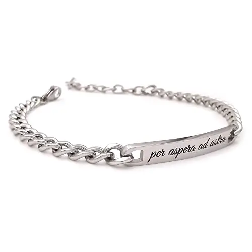 Bracciale da uomo personalizzato in acciaio con incisione personalizzabile braccialetto regalo ragazzo nome frase miniatura 2