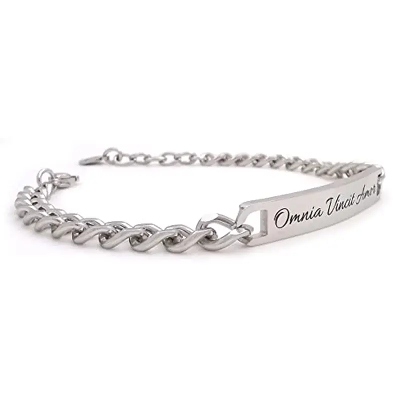 Bracciale da uomo personalizzato in acciaio con incisione personalizzabile braccialetto regalo ragazzo nome frase miniatura 2