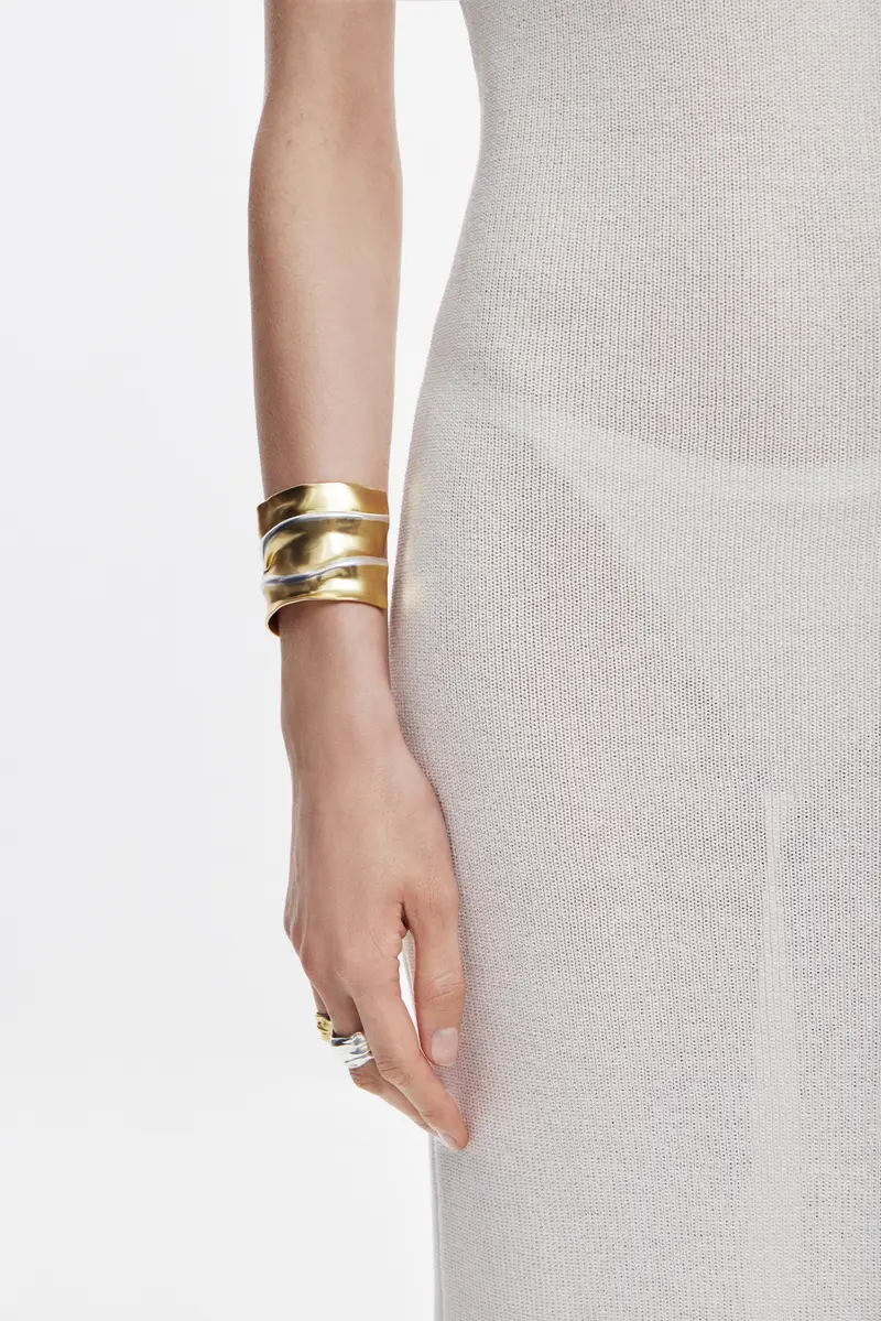 Bracciale grande bicolore placcato oro e argento Zalio