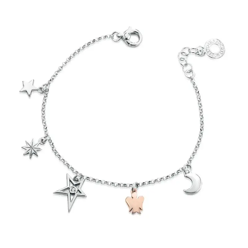 Bracciale in Argento conAngelo Luna e Stelle