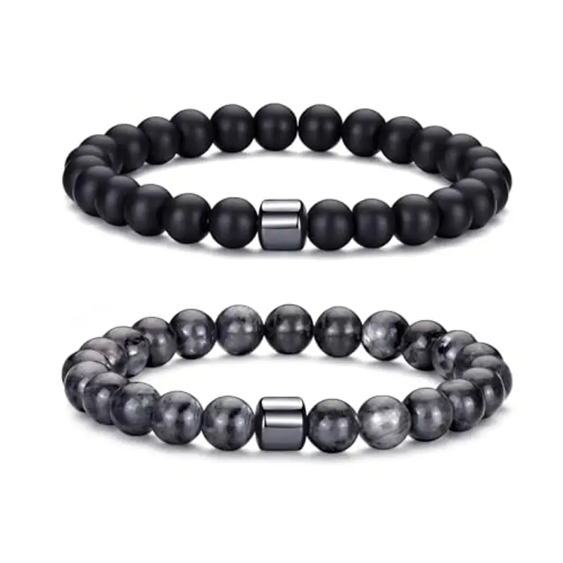 Bracciale Occhio di Tigre per Uomo 8MM Bracciale con Perline in Pietra Naturale Set Braccialetti Elasticizzati in