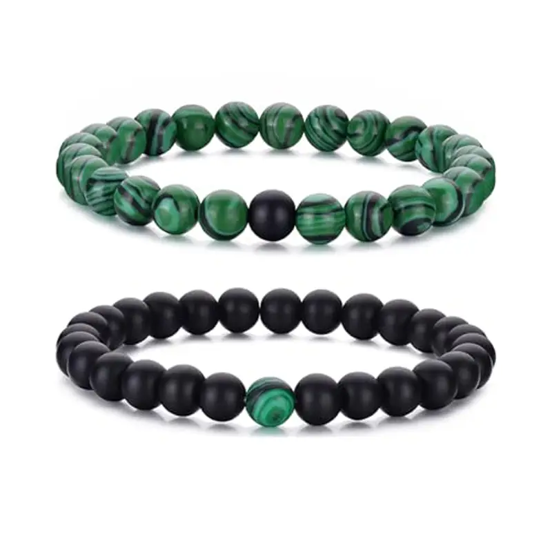 Bracciale Occhio di Tigre per Uomo 8MM Bracciale con Perline in Pietra Naturale Set Braccialetti Elasticizzati in Pietra Lavica Bracciale Regolabile con Perline di Cristallo Nero per Uomo Donna Regali