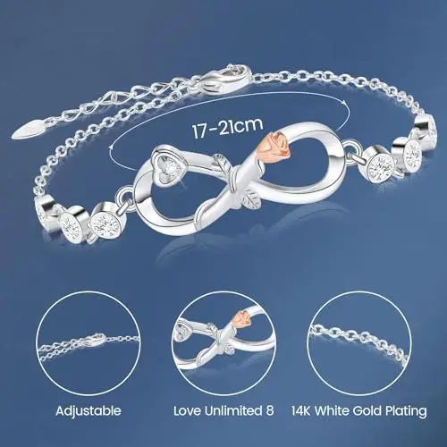 Bracciale Tennis Donna In Argento Regalo Da Donna Placcato Oro Bianco 14K idee Di Gioielli Per Fidanzate, Madri miniatura 3