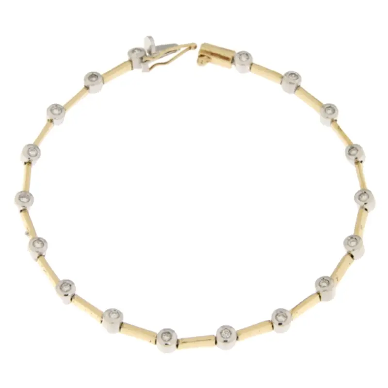 Bracciale Tennis Donna Oro Giallo Bianco Diamanti GL100699
