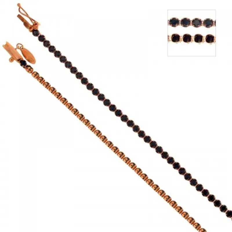 Bracciale tennis in oro rosa pietre nere 803321726505