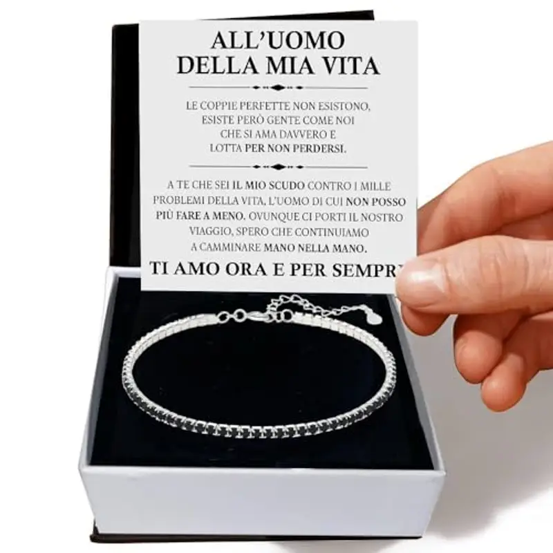Bracciale Uomo All'Uomo della Mia Vita Argento Sterling 925 Compleanno Idee Regali per lui, Bracciale Fidanzati Tennis miniatura 2