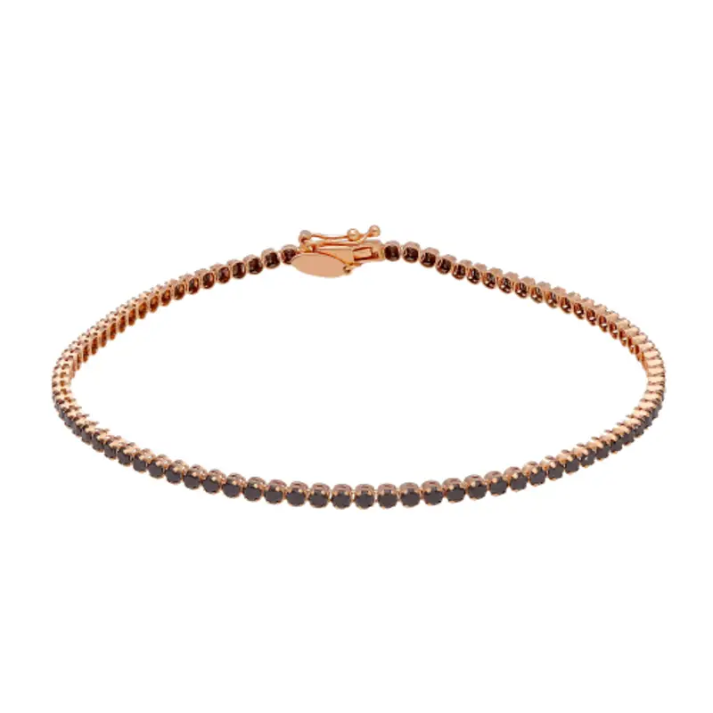 Bracciale Uomo Tennis Oro Rosa Pietre Nere 803321726537