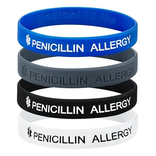 Braccialetti per allerta medica a forma di penicillina, 4 colori, Large 20cm, Silicone, Nessuna pietra preziosa