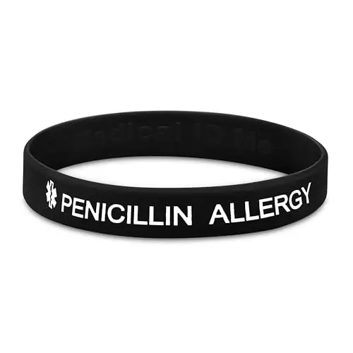 Braccialetti per allerta medica a forma di penicillina, 4 colori, Large 20cm, Silicone, Nessuna pietra preziosa miniatura 3