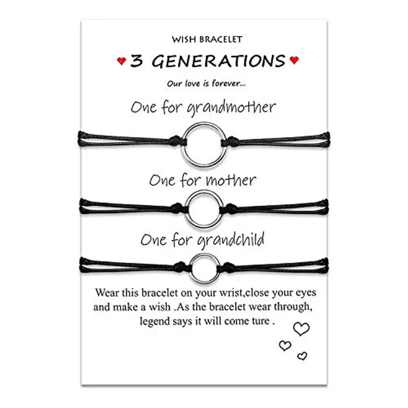Braccialetti per figlie per madre Set di braccialetti in corda coordinata Regalo da mamma a figlia Relazione Gioielli fatti a mano per le donne Ragazze (Cuore 2 pezzi)