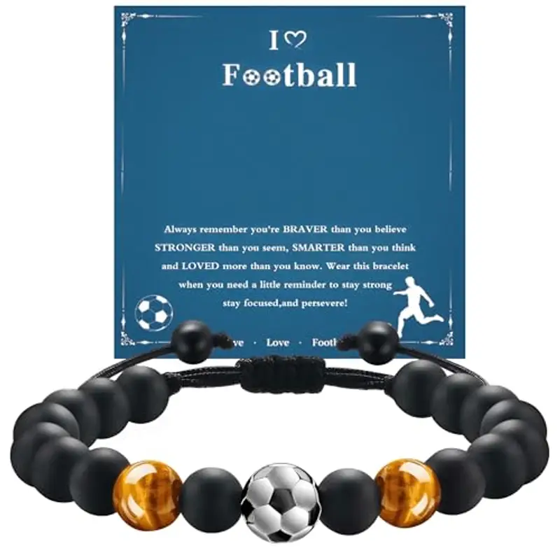 Braccialetto da calcio, regalo per ragazi, per ragazi, ragazzi, ragazzi, idea regalo per figlio, adolescente, nipote, fratello, 5, 6, 7, 8, 9, 10, 11, 12 anni regao di compleanno X-Large corde (A)