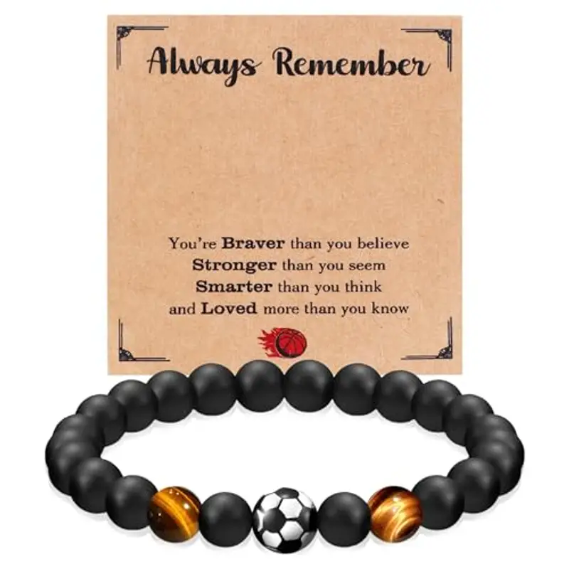 Braccialetto da calcio, regalo per ragazi, per ragazi, ragazzi, ragazzi, idea regalo per figlio, adolescente, nipote, fratello, 5, 6, 7, 8, 9, 10, 11, 12 anni regao di compleanno X-Large corde (B)