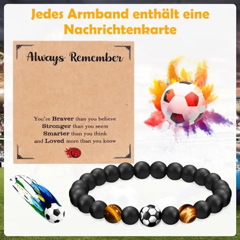 Braccialetto da calcio, regalo per ragazi, per ragazi, ragazzi, ragazzi, idea regalo per figlio, adolescente, nipote, fratello, 5, 6, 7, 8, 9, 10, 11, 12 anni regao di compleanno X-Large corde (B) miniatura 2