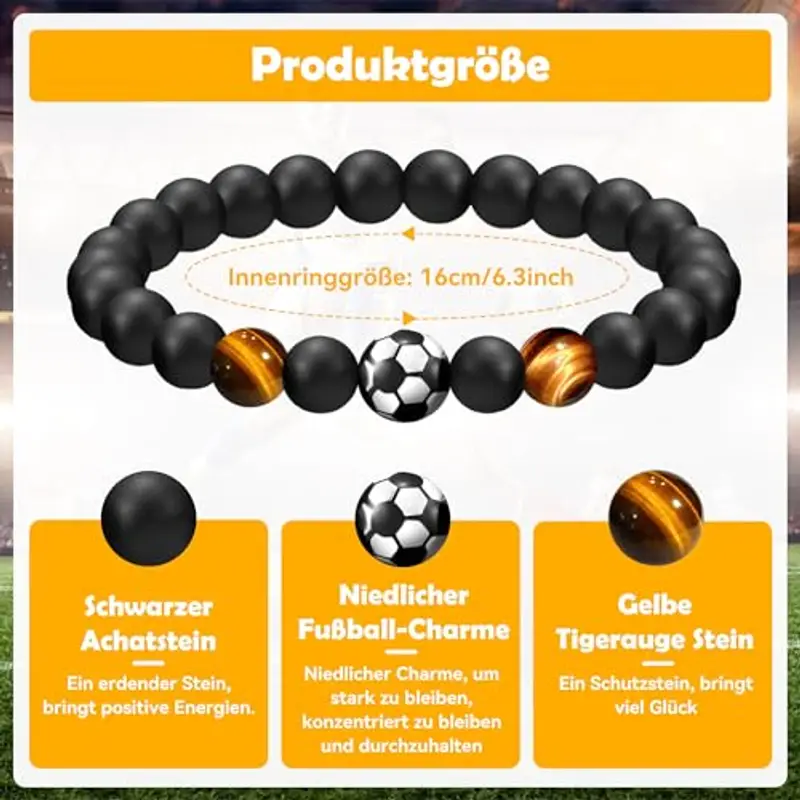 Braccialetto da calcio, regalo per ragazi, per ragazi, ragazzi, ragazzi, idea regalo per figlio, adolescente, nipote, fratello, 5, 6, 7, 8, 9, 10, 11, 12 anni regao di compleanno X-Large corde (B) miniatura 3