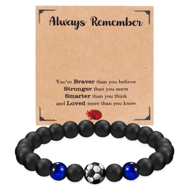 Braccialetto da calcio, regalo per ragazi, per ragazi, ragazzi, ragazzi, idea regalo per figlio, adolescente, nipote, fratello, 5, 6, 7, 8, 9, 10, 11, 12 anni regao di compleanno X-Large corde (D)