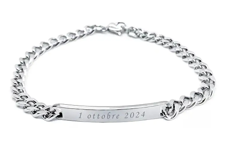Braccialetto Incisione Uomo o Donna Personalizzabile | Bracciale Catena con piastrina personalizzato in acciaio inossidabile miniatura 3