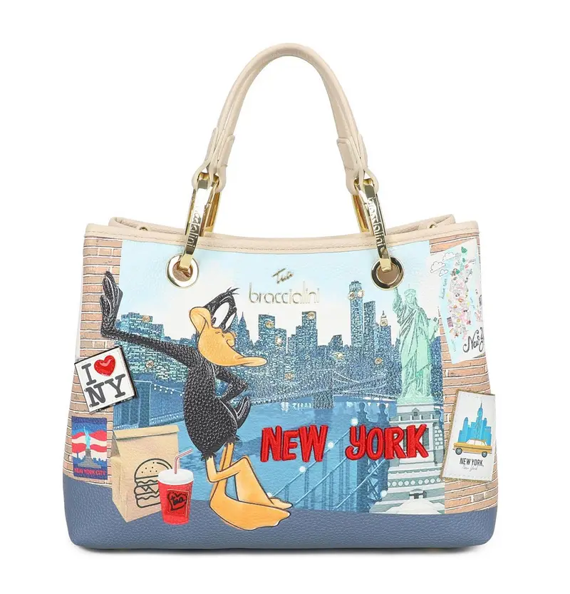 Borsa Braccialini Cartoline Duffy Duck New York
