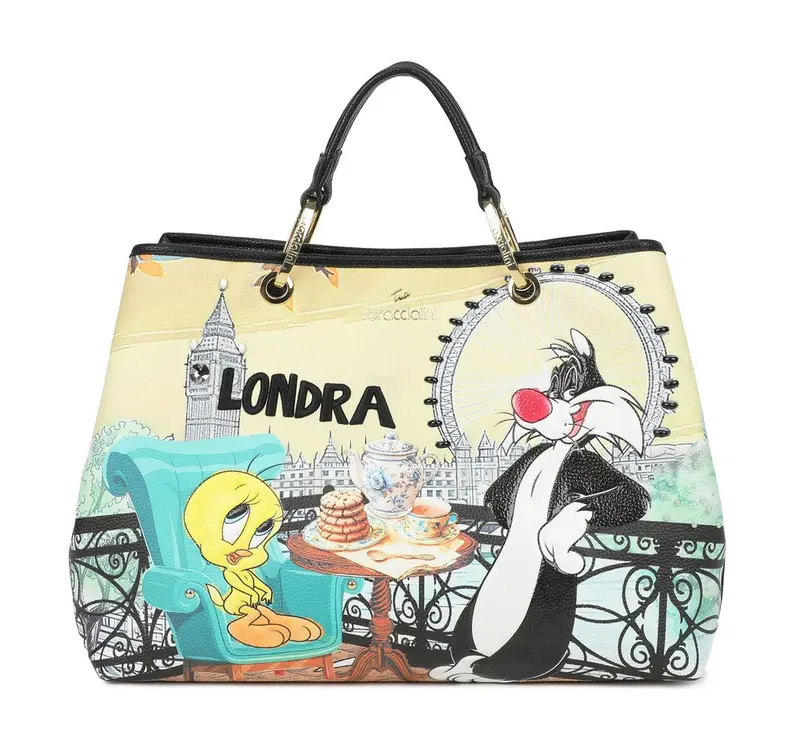 Borsa Braccialini Cartoline Titti Silvestro Londra